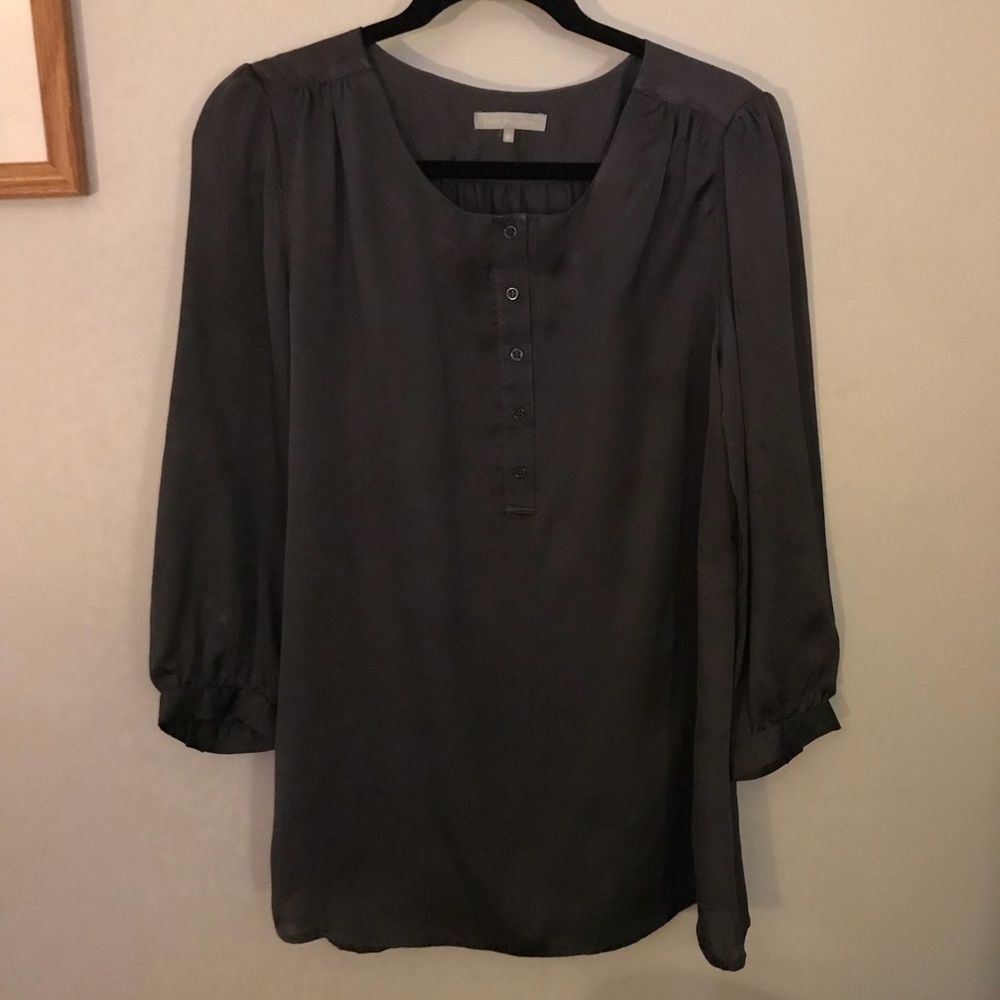 Charcoal gray silk top